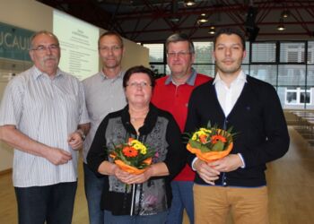 Der erste Vorsitzende Gerd Liebusch (l.) geht in seine vierte Amtszeit. Wieder dabei sind Jürgen Unger (2.v.l.) und Rüdiger Nobel (3.v.l.). Neu gewählt wurden Evelin Mrose und Peter Hoffmann