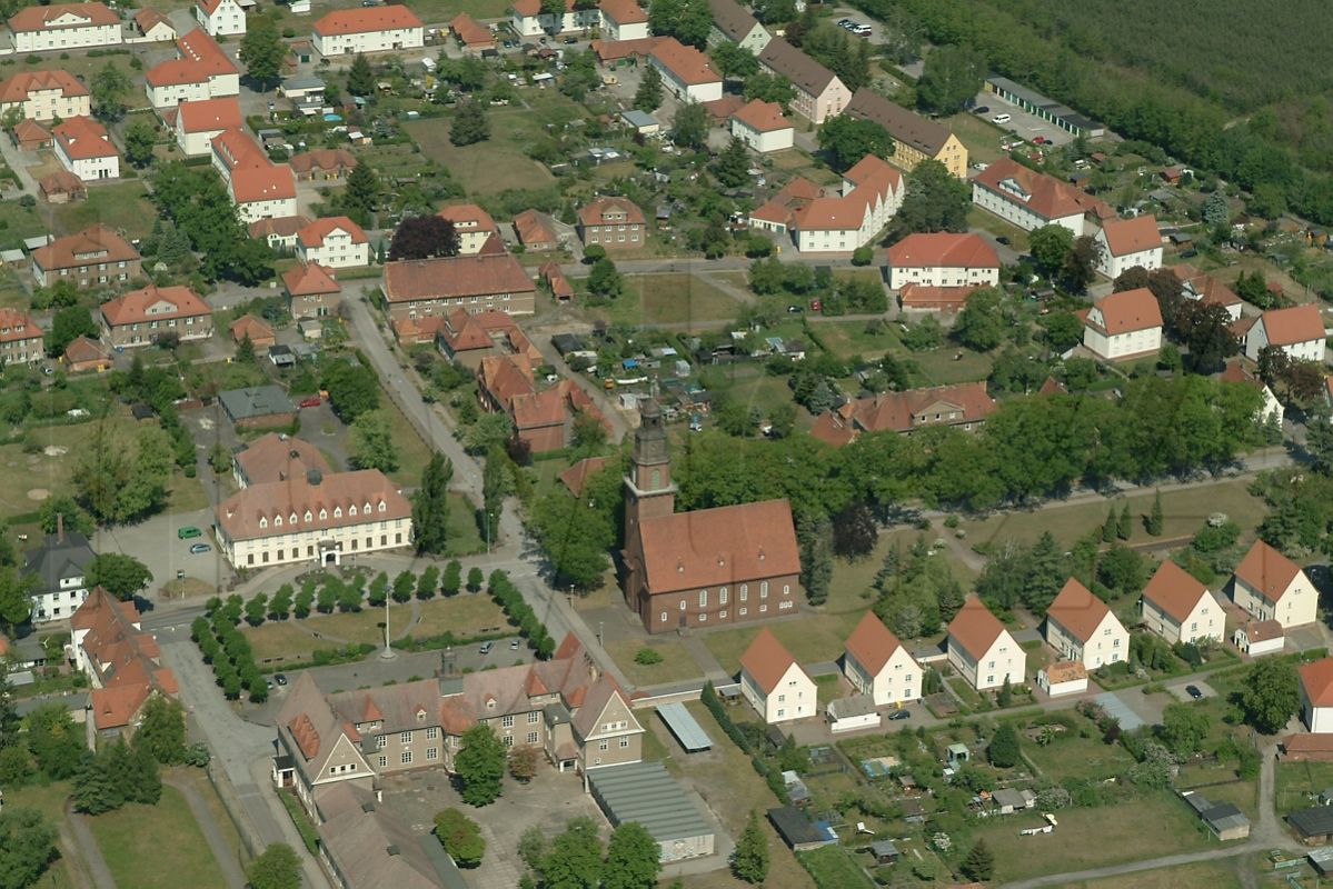 Die Gartenstadt Erika vom Ballon aus im Blick