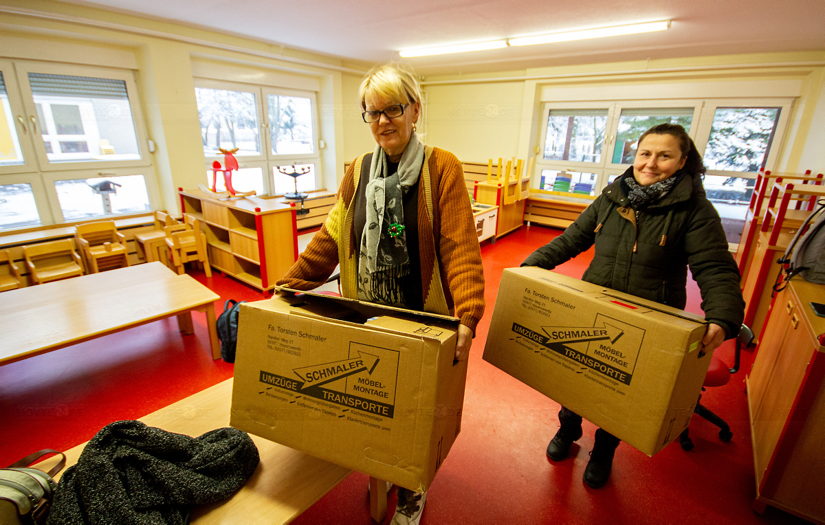 Ein ganzer Kindergarten zieht zeitweilig um