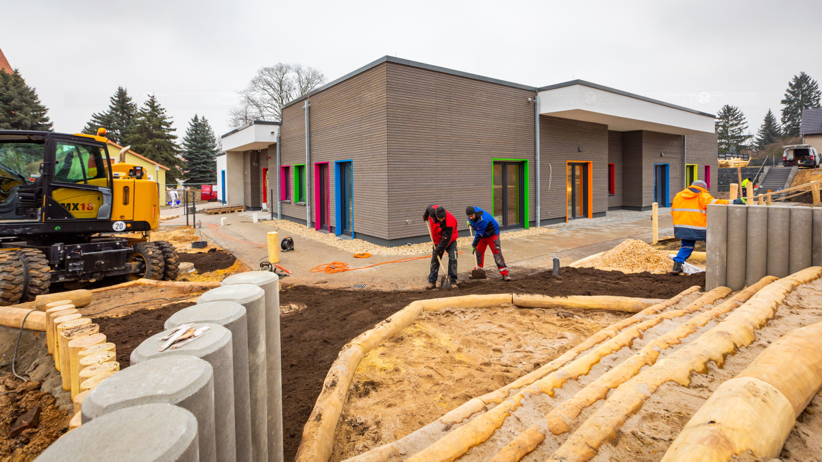 Kindergarten-Neubau vor der Fertigstellung