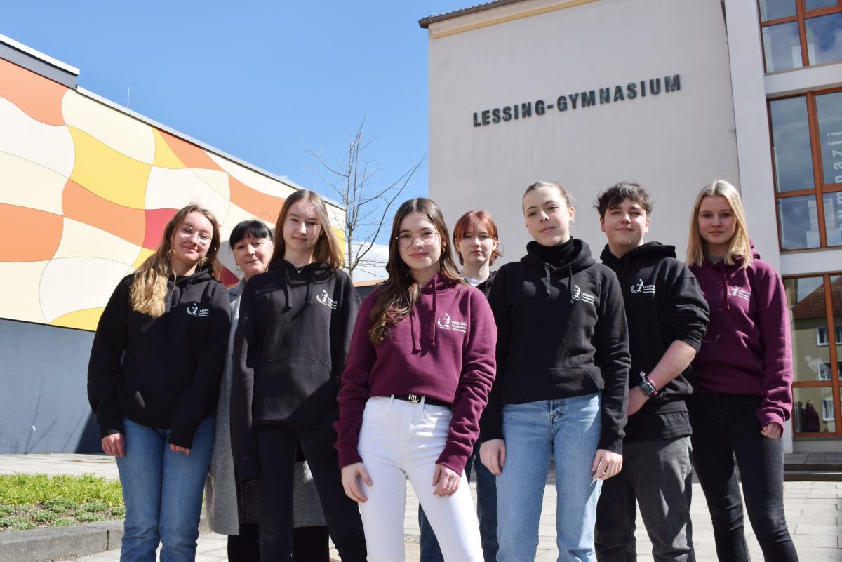 Das Logo des Lessing-Gymnasiums zum Anziehen