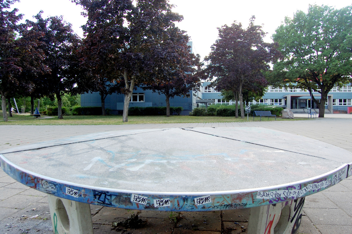 Zerstörungswut auf dem Gymnasiums-Schulhof