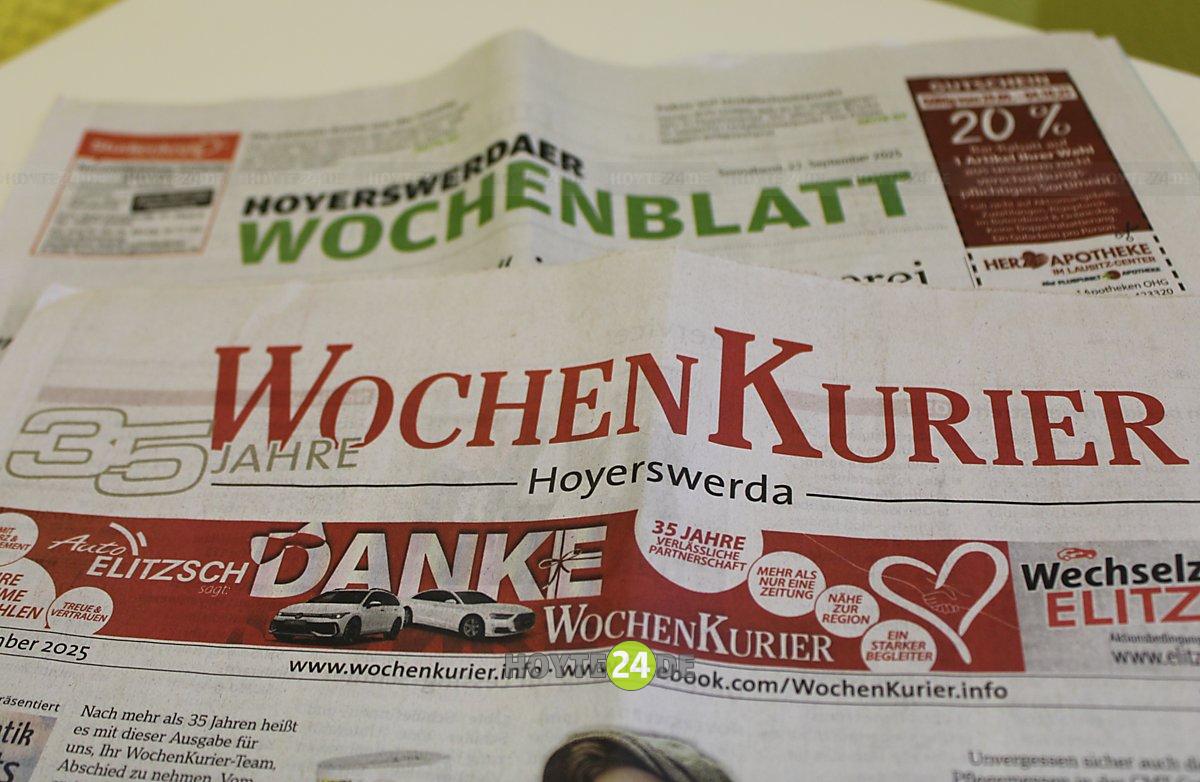 Man sieht die Titelblätter der letzten Ausgaben von Wochenkurier und Wochenblatt.