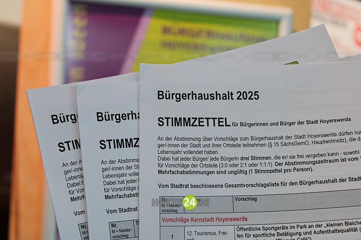 Man sieht Stimmzettel für den Bürgerhaushalt 2025.