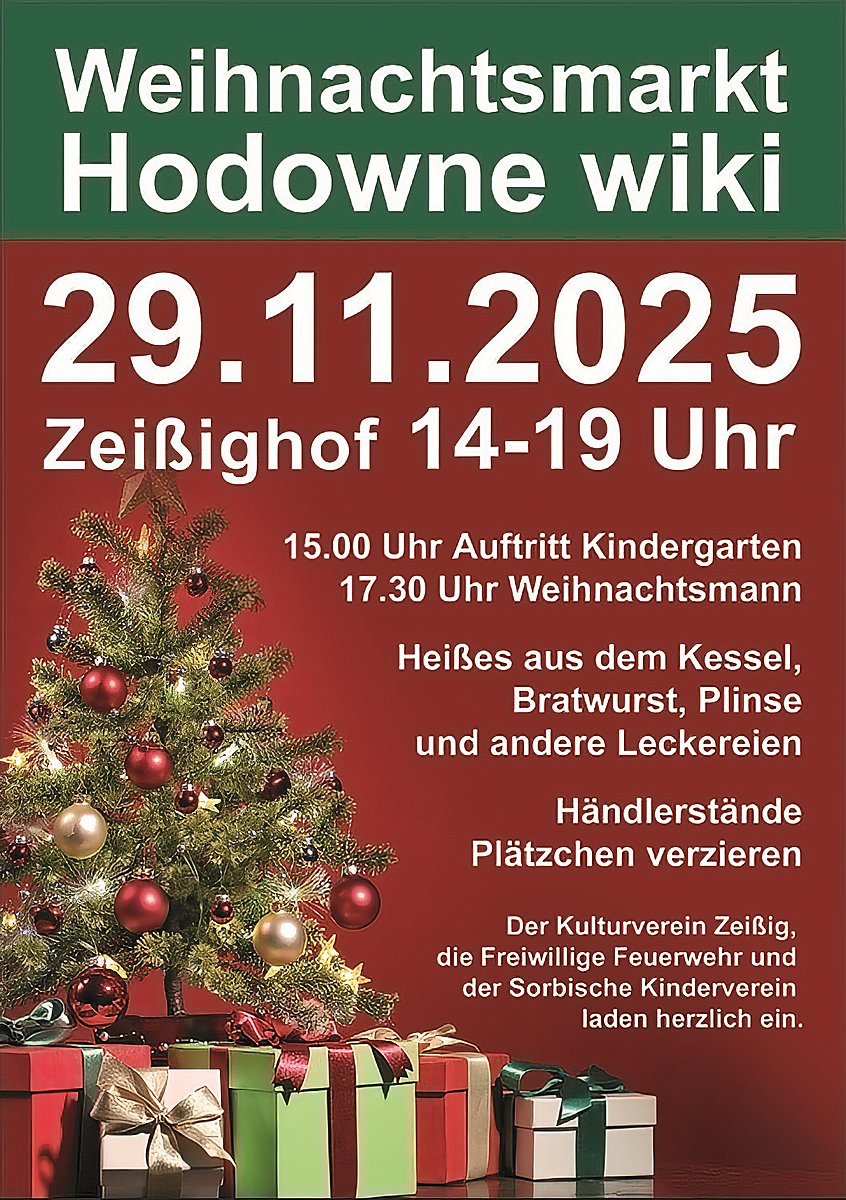 Man sieht das Plakat für den Weihnachtsmarkt auf dem Zeißighof.