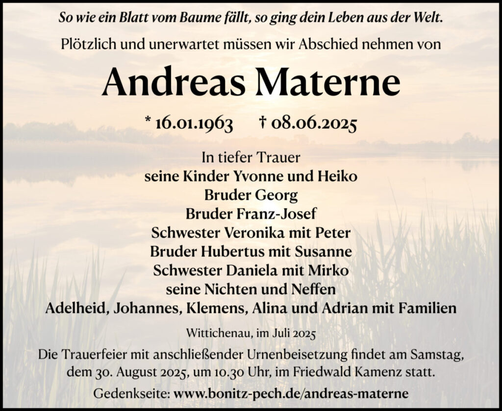 Traueranzeige Andreas Materne